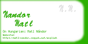nandor matl business card